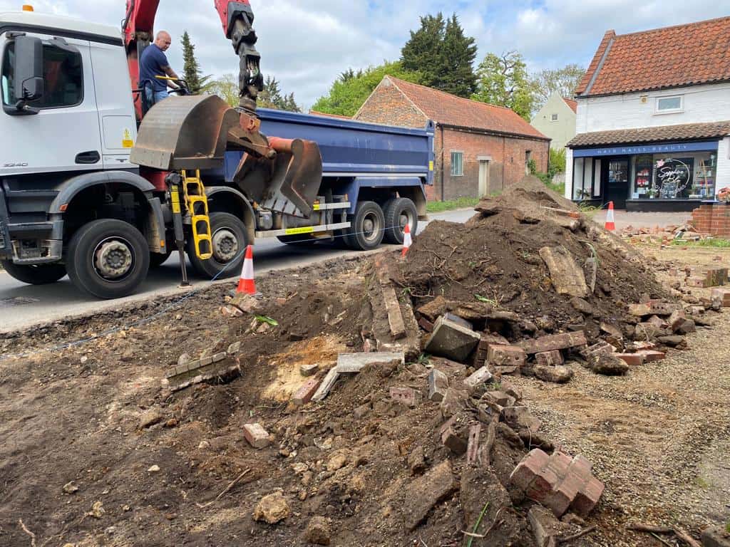 This is a photo of a dig out being carried out for the installation of a new tarmac driveway. Works being carried out by Earls Barton Driveways