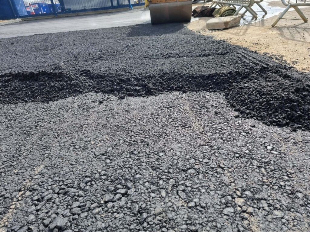 This is tarmac being laid by Earls Barton Driveways